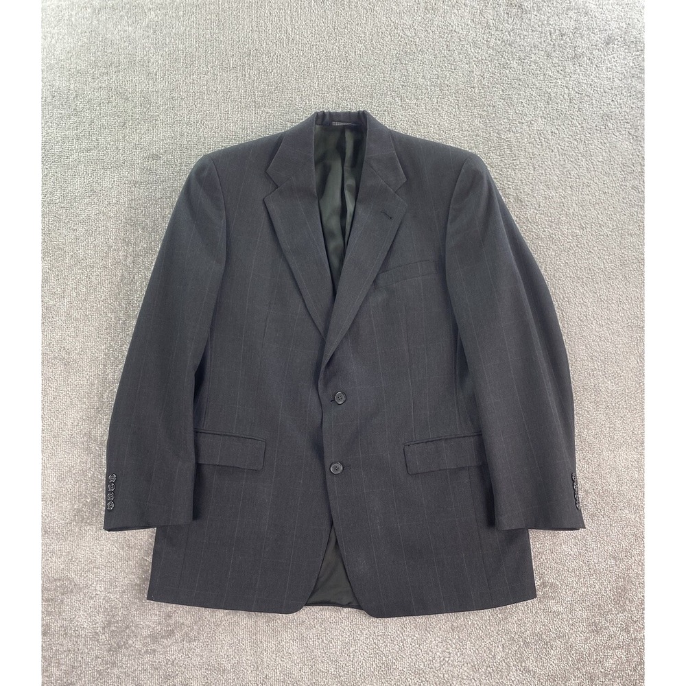 Vintage Burberrys Suit Jacket Mens 44 L Gray Wool Windowpane Check Designer USA